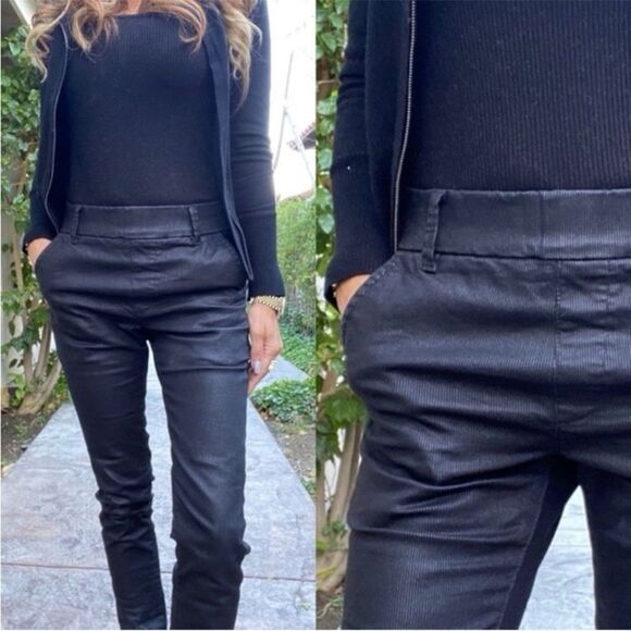 Bevy Flog Dafna Original Black Stripe Pinstripe Pull on Pants Size 28 - Picture 4 of 10